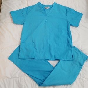 Natural Uniforms Sky Blue Scrub Set Sz S